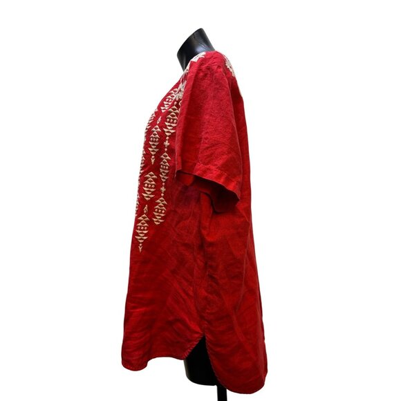 Johnny Was Los Angeles Embroidered Blouse Red XL - Picture 4 of 6